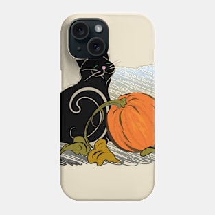 Black Cat with Pumpkin Phone Case