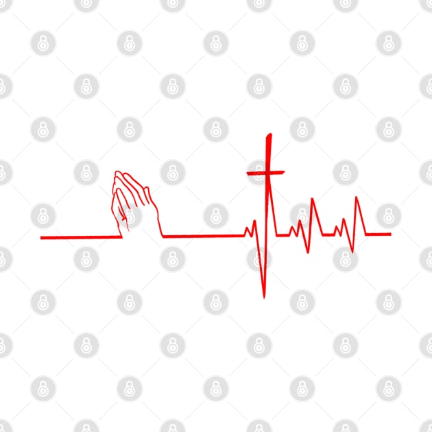 Christianity, Heartbeat icon, cross, heart & prayer by JackDraws88