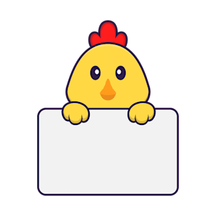 Cute chicken holding whiteboard. T-Shirt