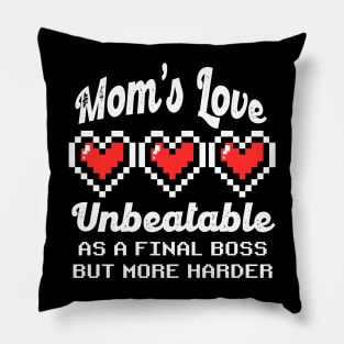 Mothers Day 2024 Mom's Love Unbeatable Retro Pixel Hearts Pillow