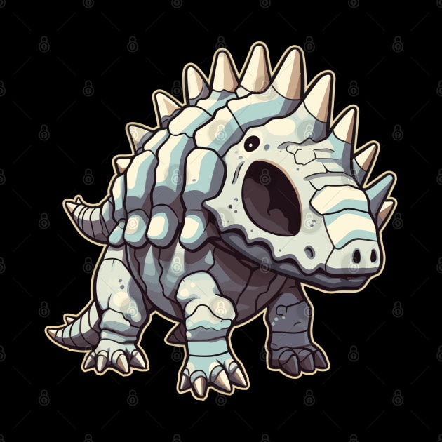 Horrible Chibi Stegosaurus Isometric Dinosaur Skeleton by DanielLiamGill