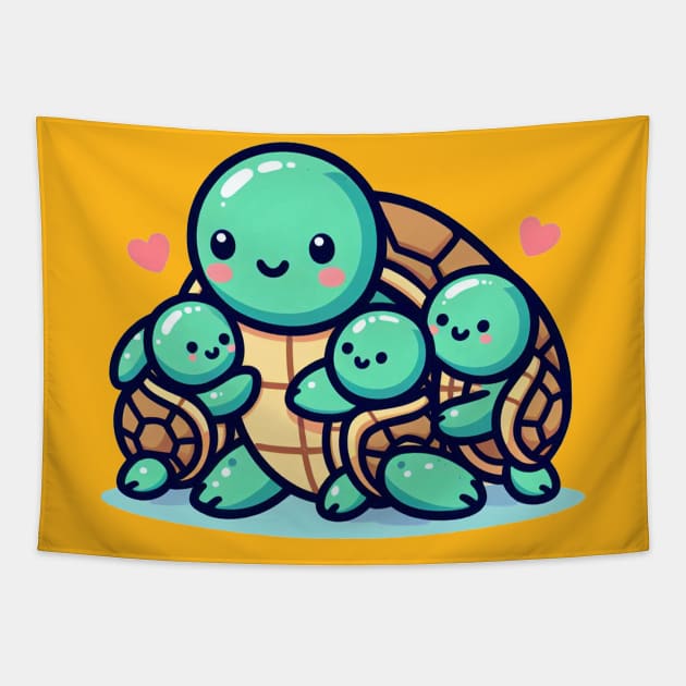 Turtle Mom and Babies Tapestry by JavaBlend