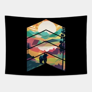 Bear and Mountain Landscape Tapestry