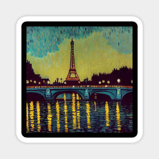 Paris painting, Vincent van Gogh style, oil on canvas Magnet