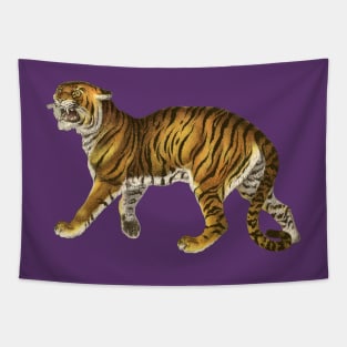 Wild Safari Tiger on Purple Background Tapestry