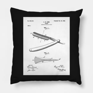 Straight Razor Patent - Stylist Barber Bathroom Decor Art - White Pillow