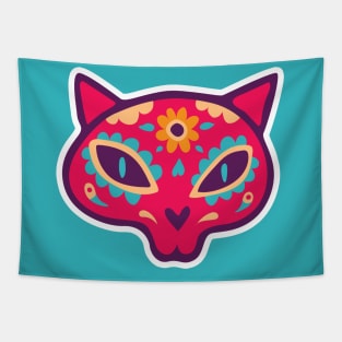 Day of the Dead Sugar Skull Cat Tapestry