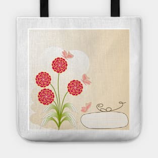 Floral background with vintage  flowers vector design and copy space. Tote