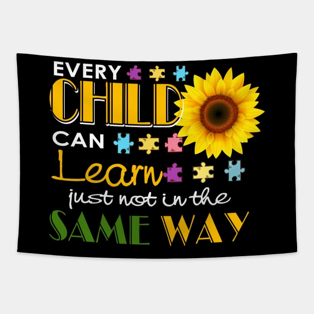 Autism Special Education Teacher Shirt Sunflower Gift Tapestry by cruztdk5