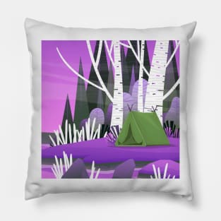 Landscape Art Lake Purple Pink Pillow