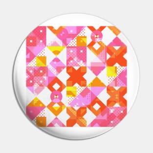 X Square Bubblegum Geometric Pattern Pin