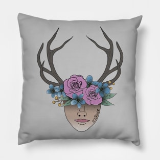 Explore, Floral Crown plus Antlers, Whimsical Wonders, Outdoor Explorer Pillow