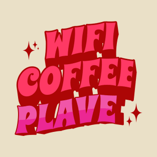 WIFI coffee plave plli typography kpop | Morcaworks T-Shirt