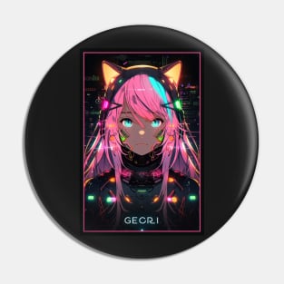 Anime Cat Girl | Quality Anime Design | Chibi Cat Girl Miaw | Manga Anime Art Pin