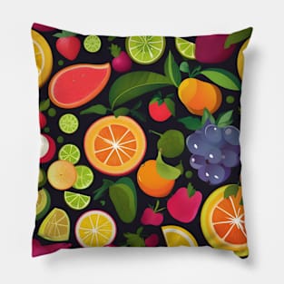 Colourful fruits drawing Pillow