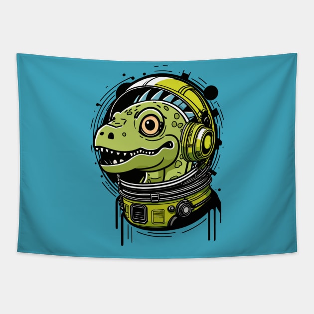 Astronaut Dinosaur Tapestry by anderleao