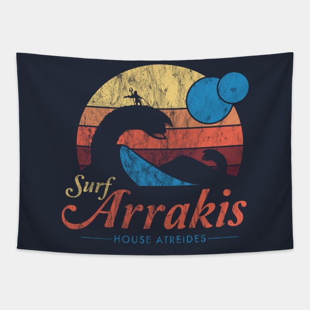 Visit Arrakis - Vintage Distressed Surf - Dune - Sci Fi Tapestry by Nemons