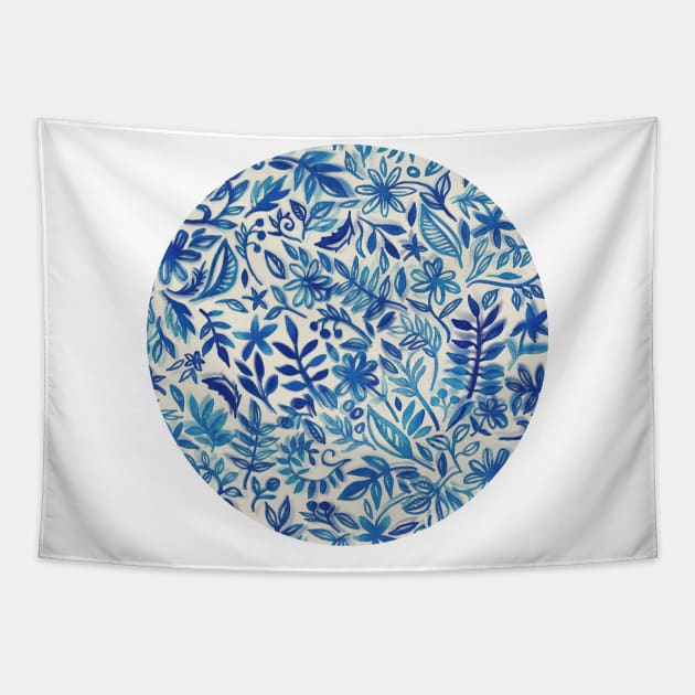 Floating Garden - a watercolor pattern in blue Tapestry by micklyn