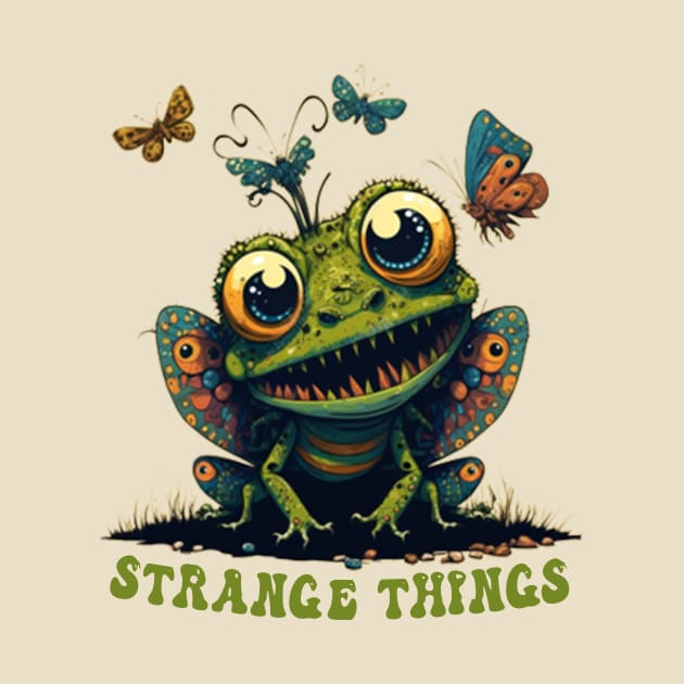 Strange Things -  cute frog playing with butterflies by Switch-Case