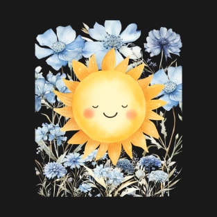 Blue Flower and sun T-Shirt