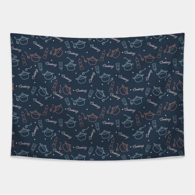 Cooking is a Pleasure Thing Pattern Tapestry by FlinArt