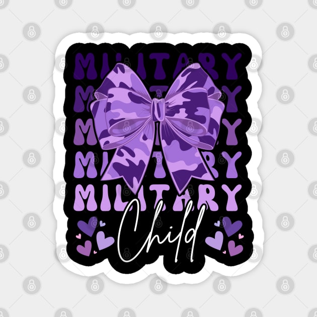 Military Child Coquette Bow Purple Magnet by Creatifly Graphic Tees