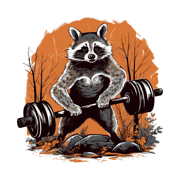 raccoon lifting weight by boxermaniac