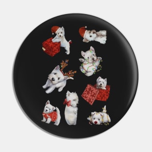 Christmas Westies sticker set Pin