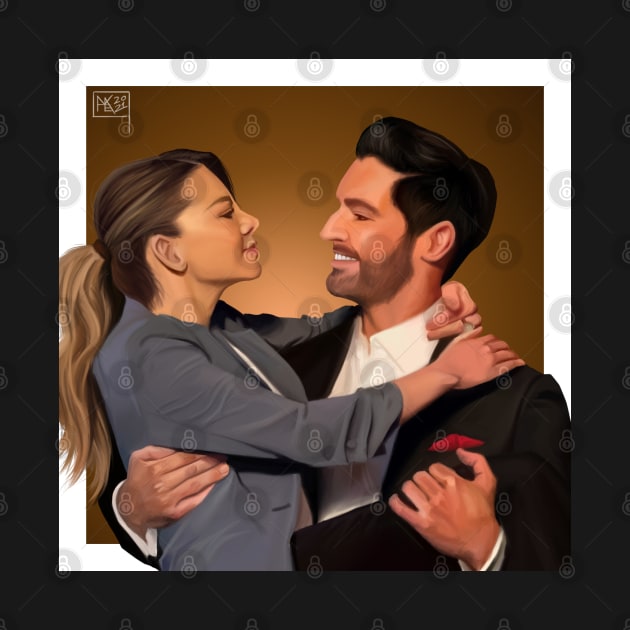 Lucifer and Chloe (Deckerstar) Print by AussieDrawzz