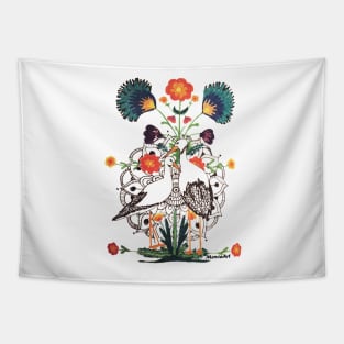 Polish Storks Folk style with Mandala Tapestry