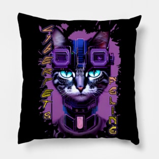 Cyberpets Feline,cat, feline, pet , cyberpunk Edgerunners inspired , anime, manga Pillow