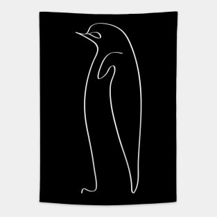 Stylish Penguin Silhouette Line Art Tapestry