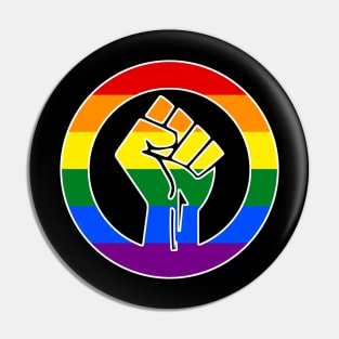 Black Lives Matter Fist Circled LGBTQ Flag Pride Rainbow Pin