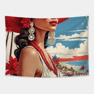 Playa del Carmen Mexico Vintage Poster Tourism Tapestry