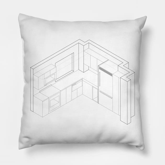AutoCad Orthographic Kitchen Pillow by GeleHaas