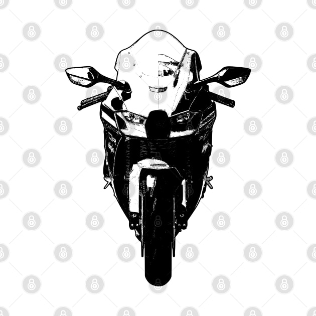 ZX10R Bike Front View Sketch Art by KAM Std