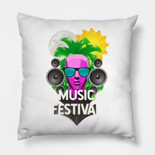 Music Festival Sunglasses Night and Day Pillow