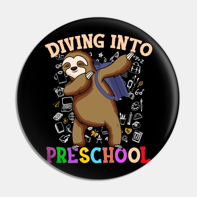 Diving Into Preschool Shirts Dabbing Sloth Students Back To School Gifts Pin by hardyhtud