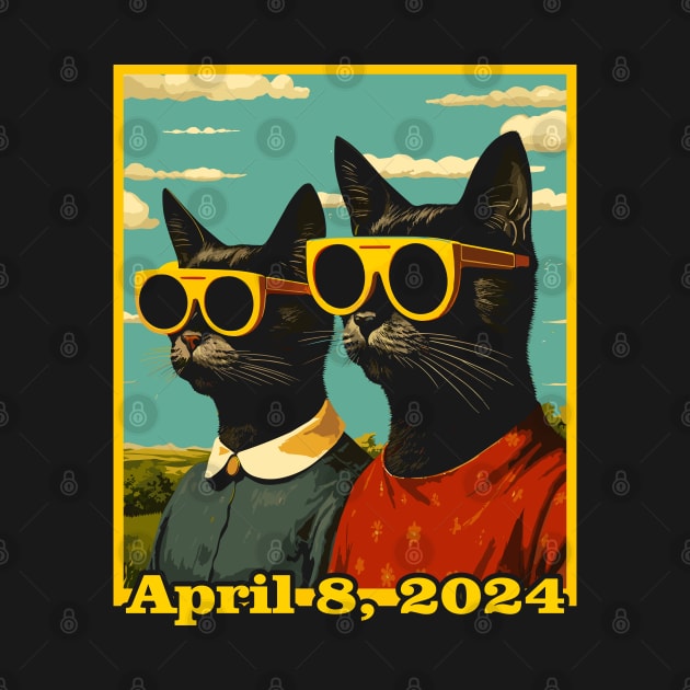 2024 Total Solar Eclipse April 8 Eclipse Watching Cats by Apocatnipse Meow