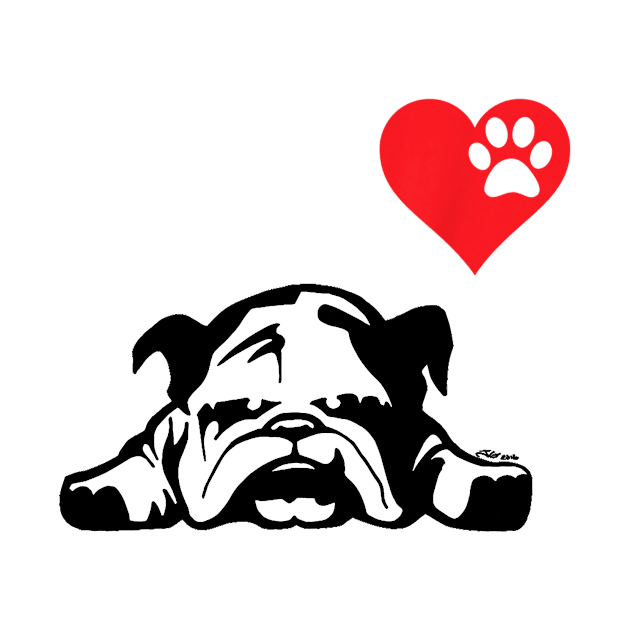 I Love My English Bulldog For Valentines Day by Rojio