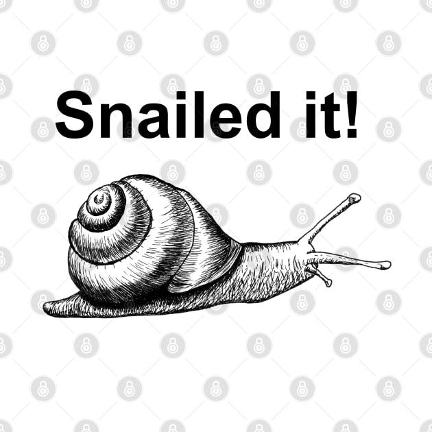 Hand drawn Snail using pen and ink with funny sign by jitkaegressy