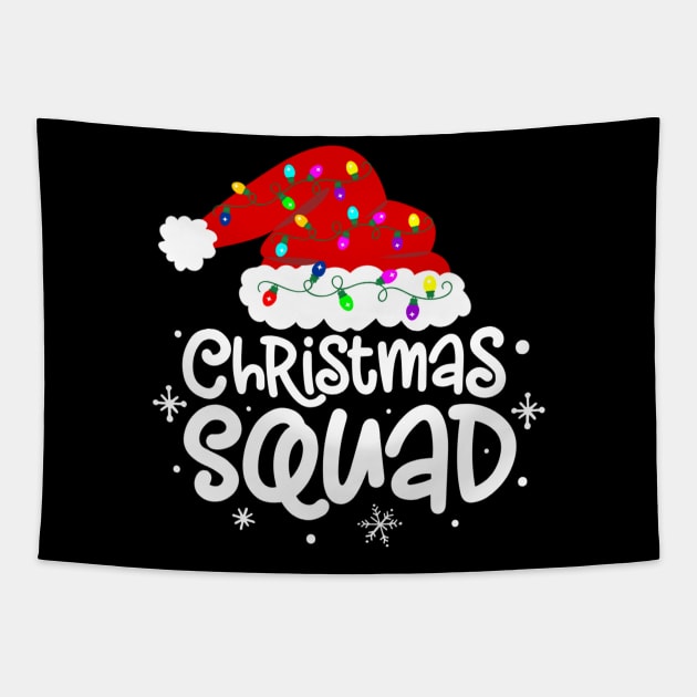 Christmas Squad Santa Hat Lights Family Matching Pajama Tapestry by Sincu