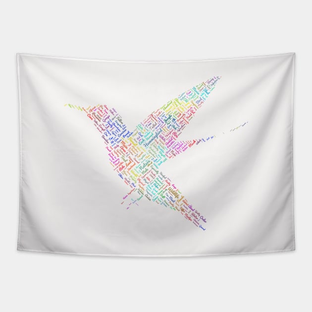 Hummingbird Bird Free Wildlife Text Word Cloud Tapestry by Cubebox