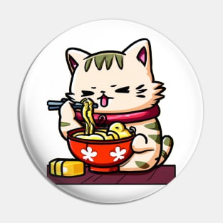 Cute cat eating ramen Pin