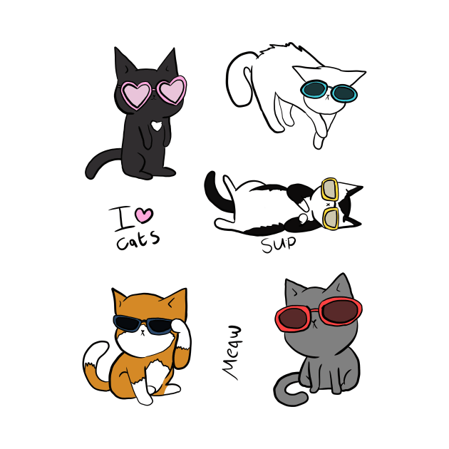 Funny cats with glasses by Mayarart