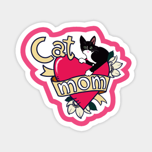 Tuxedo Cat Mom Tattoo Magnet