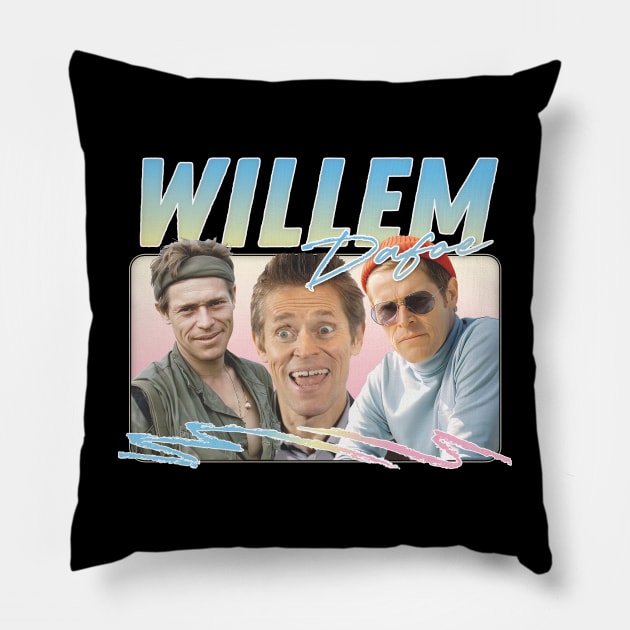 Willem Dafoe / Retro Aesthetic Original Fan Art Design 2 Pillow by DankFutura