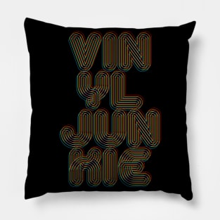 Vinyl Junkie 70s Retro Style 3D Rainbow Outline Design Pillow