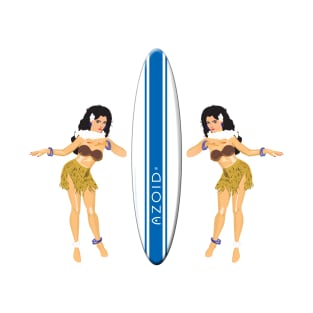 Hula Girls with Surfboard T-Shirt