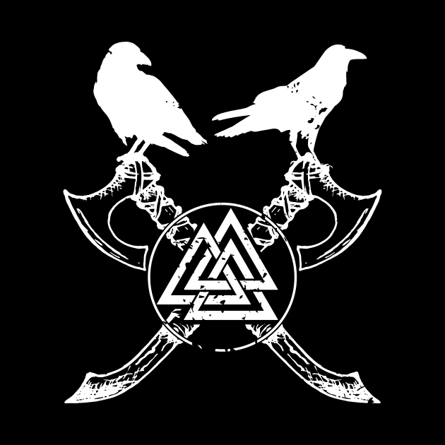 Huginn and Muninn, Odins Raven and Valknut by Lenny241